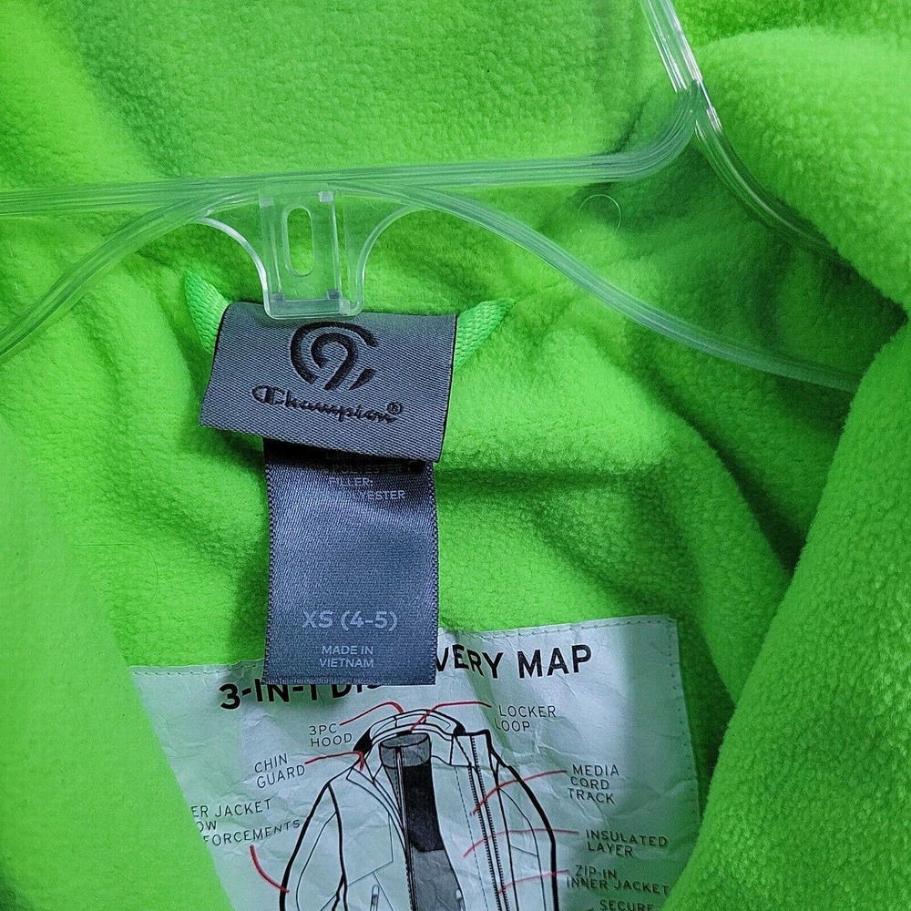 Champion Kids Black & Lime Green 3in1 Puff Jacket Size XS(4-5) 32423-0582 - Picture 2 of 9